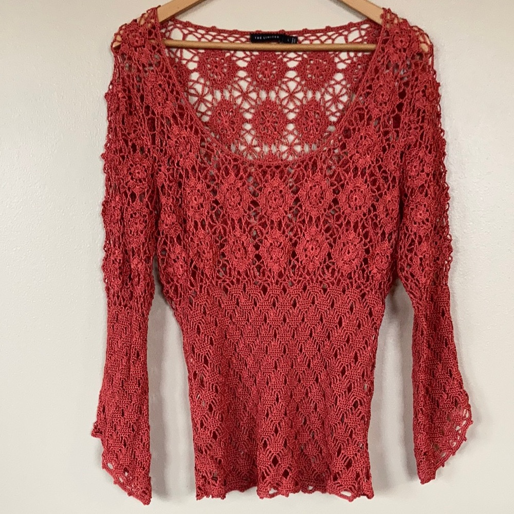 The Limited Coral Holiday Knit Boho Sweater Size Large